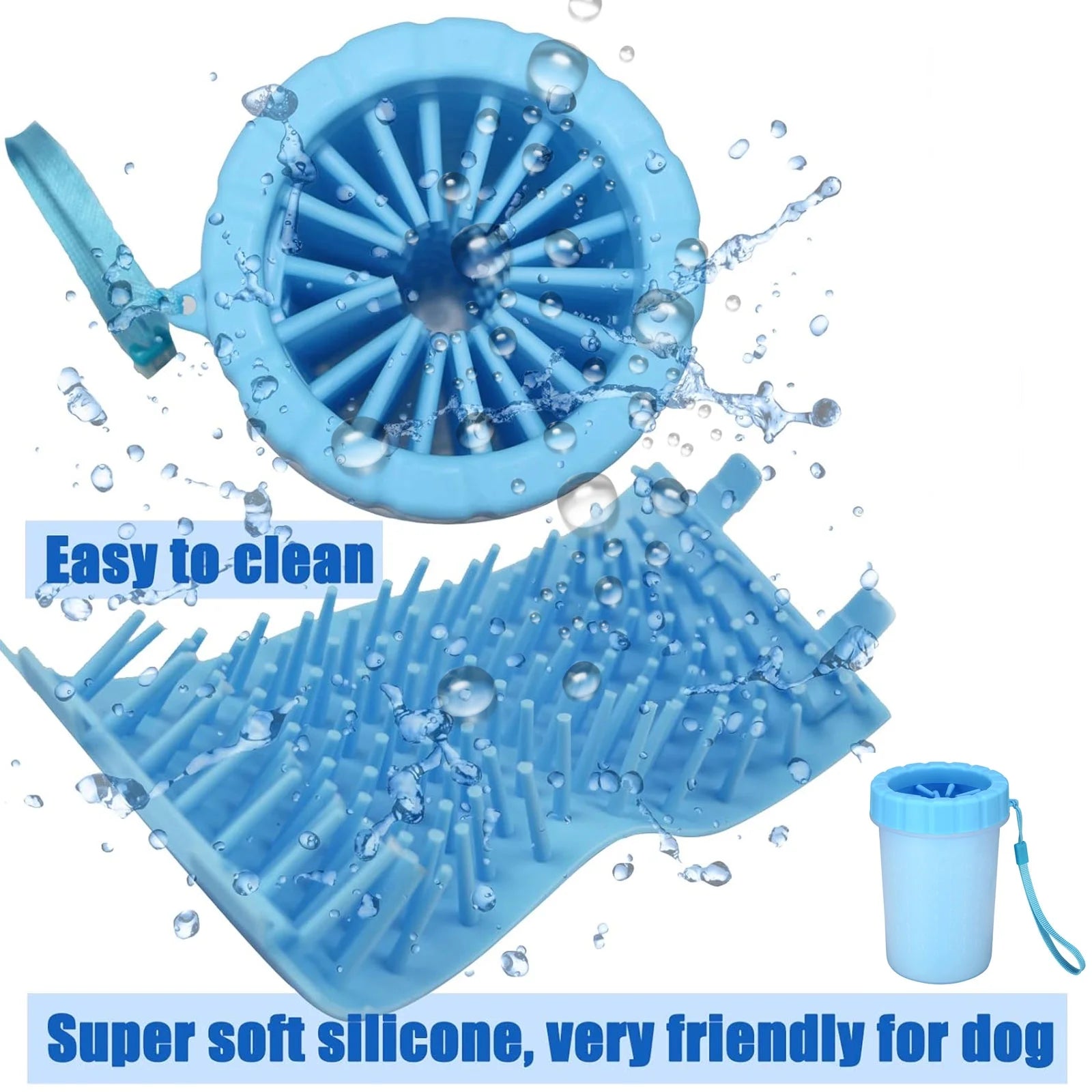 Portable Dog Paw Washer Set: Silicone Muddy Dog Paw Cleaner Cup with 3Pcs Absorbent Towels and Adjustable Dog Bath Brush - Pet Paw Cleaner for Large Medium Dog