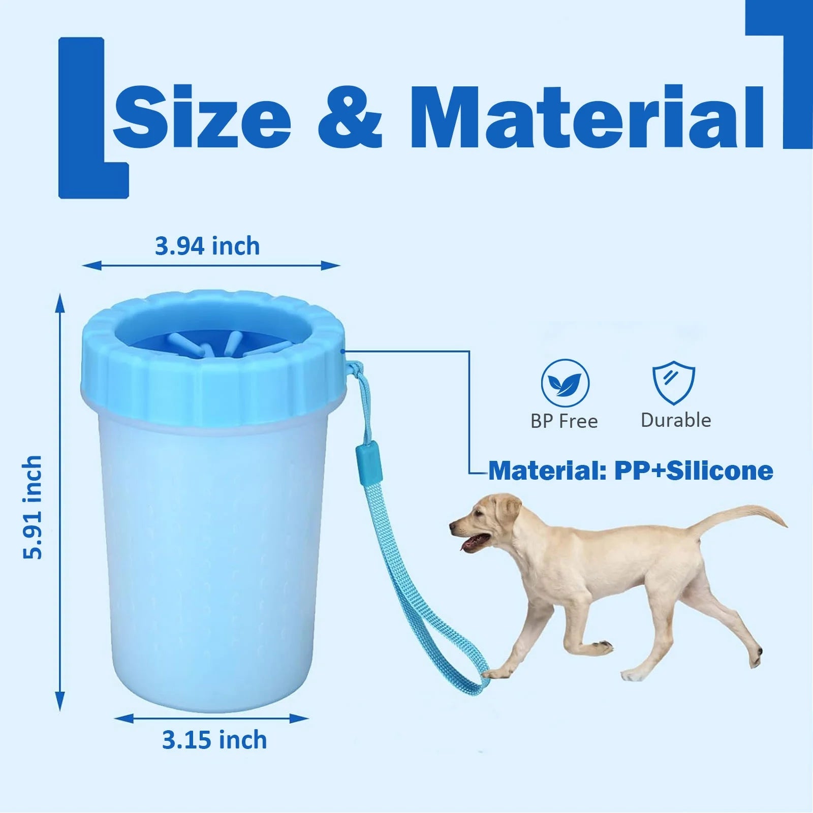 Portable Dog Paw Washer Set: Silicone Muddy Dog Paw Cleaner Cup with 3Pcs Absorbent Towels and Adjustable Dog Bath Brush - Pet Paw Cleaner for Large Medium Dog